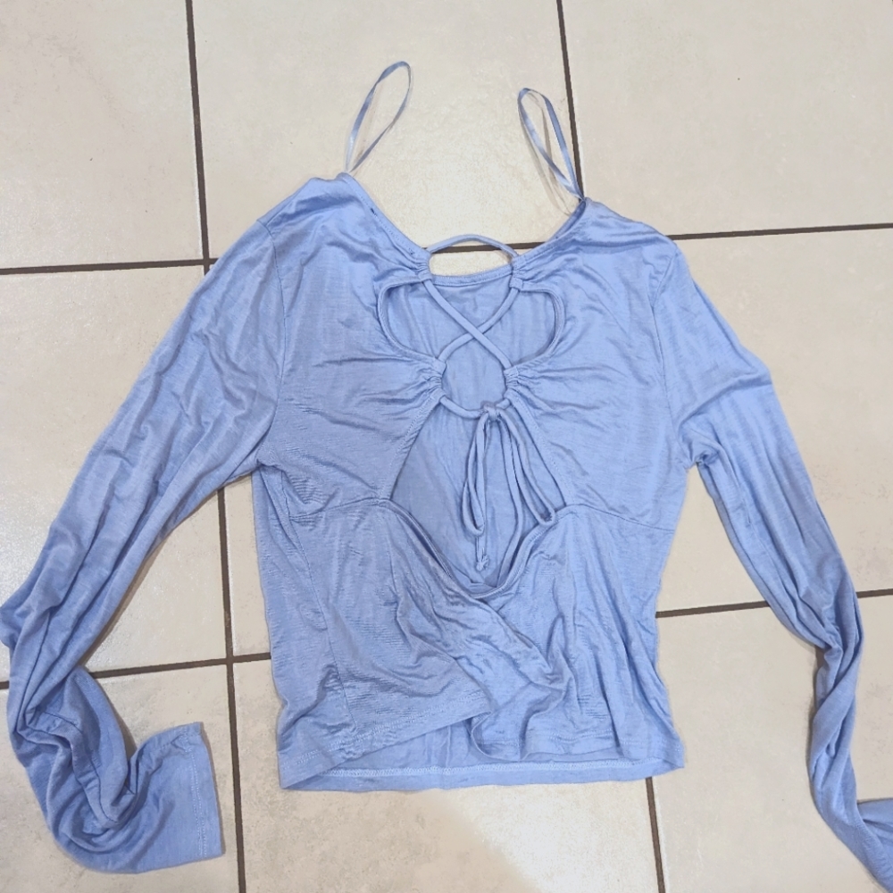 Thin blue shirt